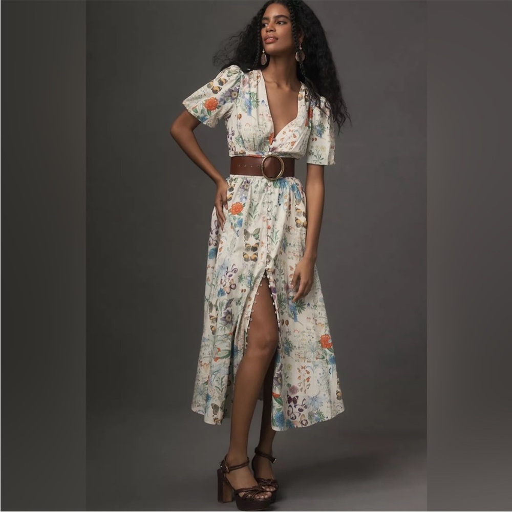 Anthropologie The Katerina Button-Front Midi Dress